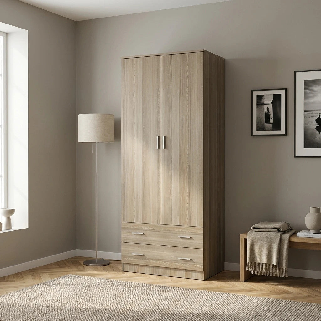 Armadio Space 2 Ante 2 Cassetti Olmo 80x52x190 cm