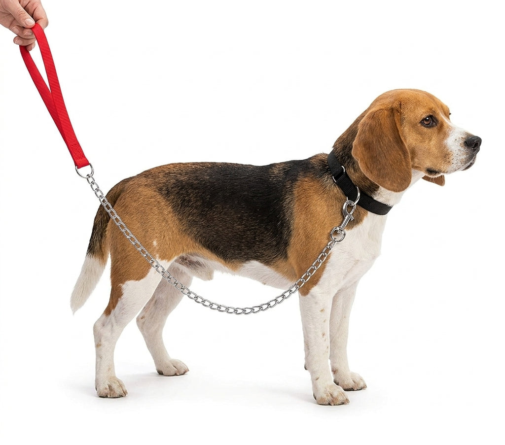 ZOOV Guinzaglio in Nylon e Catena Metallica Anti-morso Rosso per Cani - 120 cm