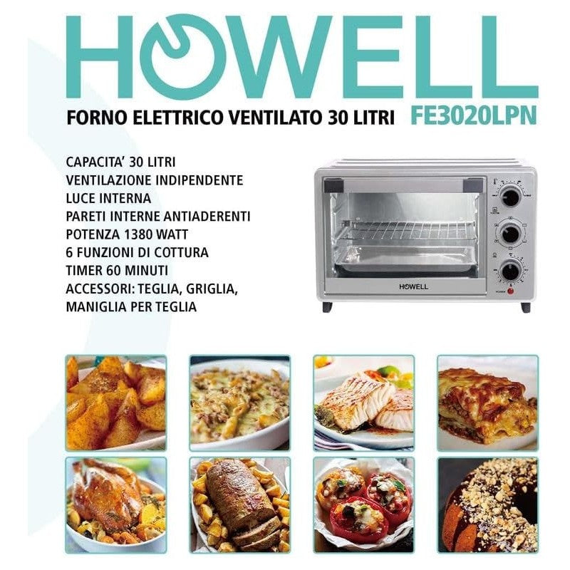 Howell Forno Elettrico Ventilato 30 Litri FE3020LPN Silver