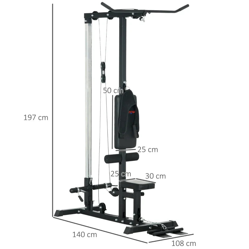 Stazione Fitness Multifunzione con Lat Machine e Supporto Dischi