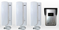 RL Intercom a 3 Cornette con Campanello e Posto Esterno - Kit Citofono Trifamiliare Cablato