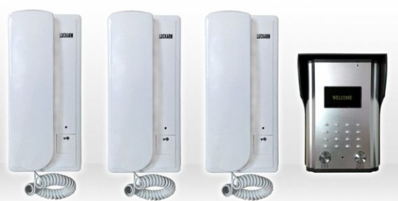 RL Intercom a 3 Cornette con Campanello e Posto Esterno - Kit Citofono Trifamiliare Cablato
