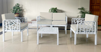 Set Salotto 4 Pezzi con Divano 2 Posti Bianco – GardenJoy