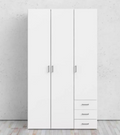 Armadio Space 3 Ante 2 Cassetti Bianco Frassino 116x50x200 cm