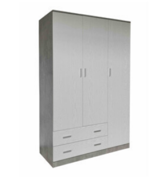 Armadio Space 3 Ante 2 Cassetti Cemento e Bianco 120x52x190 cm