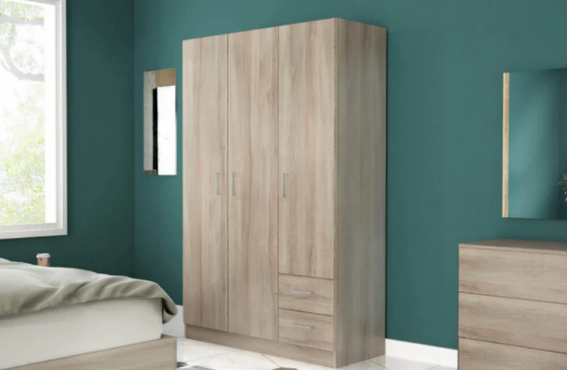 Armadio Space 3 Ante 2 Cassetti Olmo 120x52x190 cm