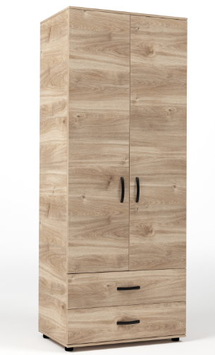 Armadio 2 Ante e 2 Cassetti Rovere M. 80x52x205 cm