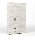 Armadio 3 Ante 2 Cassetti Bianco Venato 120x52x205 cm