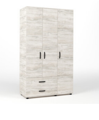 Armadio 3 Ante 2 Cassetti Bianco Venato 120x52x205 cm