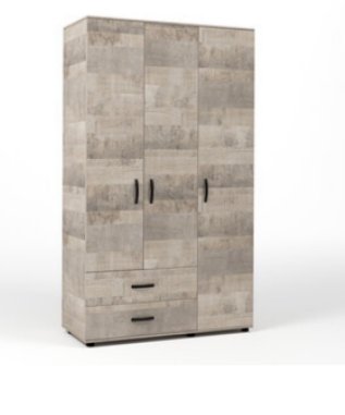 Kit armadio 3 Ante e due cassetti. Dimensioni 120 x 52 x h 205 cm. Colore rovere plat.