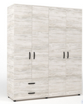 Armadio 4 Ante 2 Cassetti Bianco Venato 160x52x205 cm