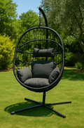 Poltrona Sospesa Aura in Polyrattan – 108x192 cm con Supporto