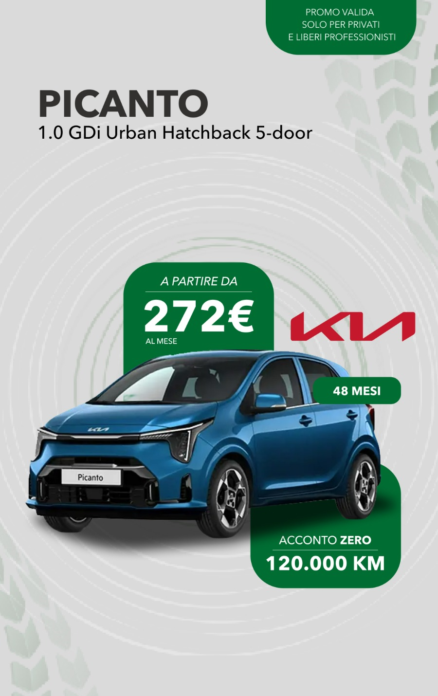 Kia Picanto 1.0 GDi Urban Hatchback 5 Porte – Noleggio Privati e Liberi Professionisti