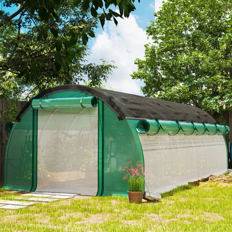 Serra a Tunnel Professionale 6x3x2 M Con Rete Parasole e Pareti Arrotolabili
