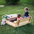 Sabbiera in Legno per Bambini con Coperchio Pieghevole e Panche | Pino/Abete