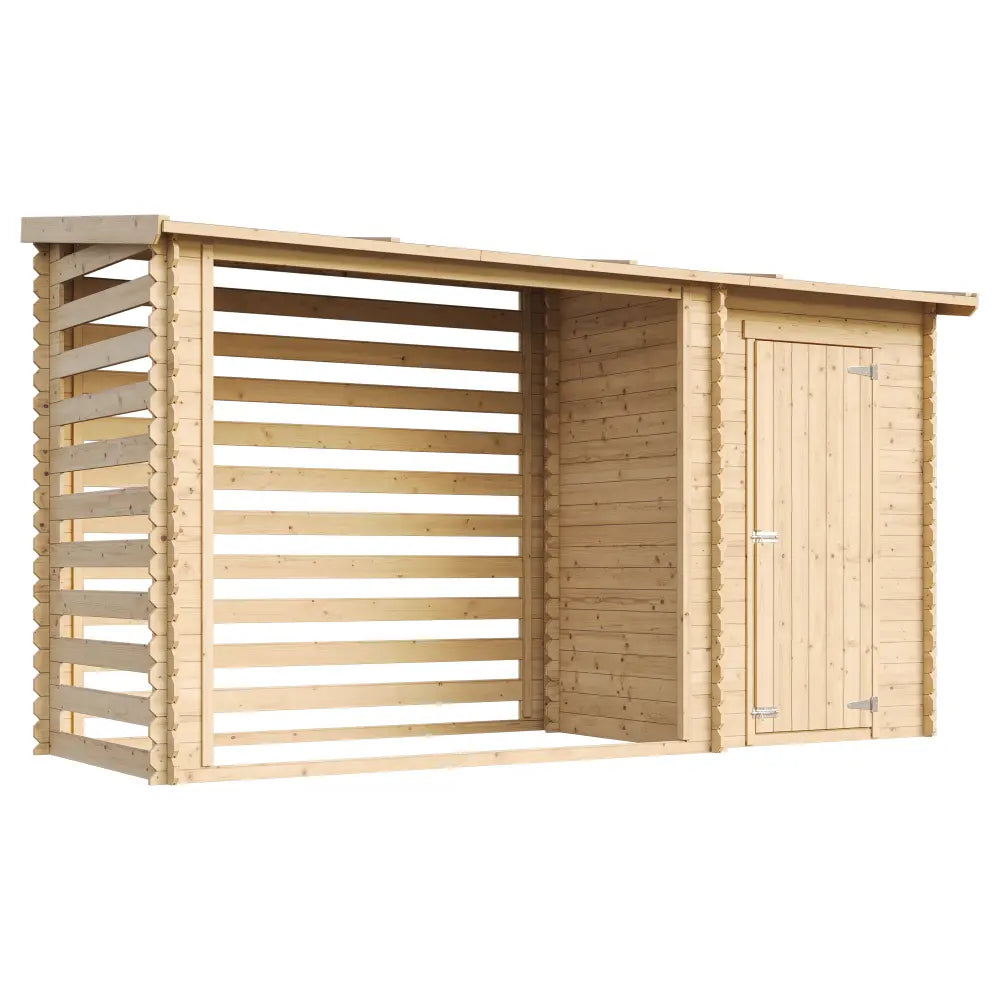 Legnaia da Giardino in Legno M205 con Vano Attrezzi 344x130 cm 4m²