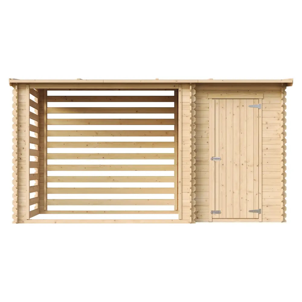 Legnaia da Giardino in Legno M205 con Vano Attrezzi 344x130 cm 4m²