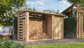 Legnaia da Giardino in Legno M205 con Vano Attrezzi 344x130 cm 4m²