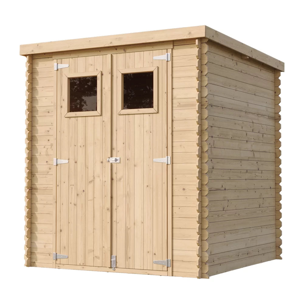 Casetta da Giardino Blockhouse in Legno Senza Pavimento 200x200 cm 4 m² Tetto Piano