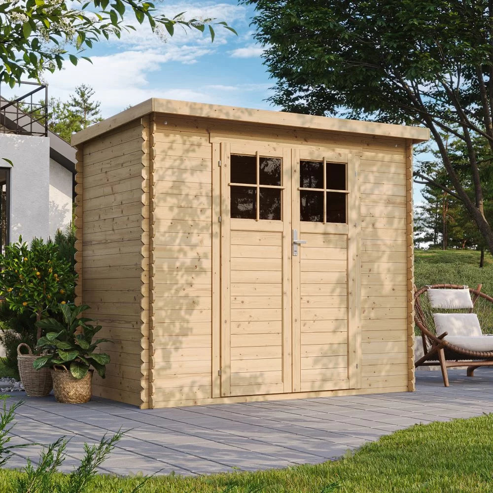 Casetta da Giardino Blockhouse in Legno Senza Pavimento Porta Tipo F 235x130 cm 3 m²