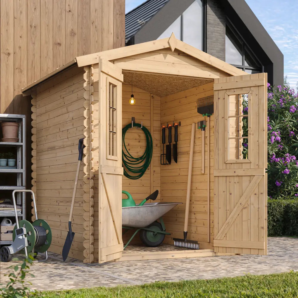 Casetta da Giardino Blockhouse in Legno Senza Pavimento 180x180 cm 3 m²