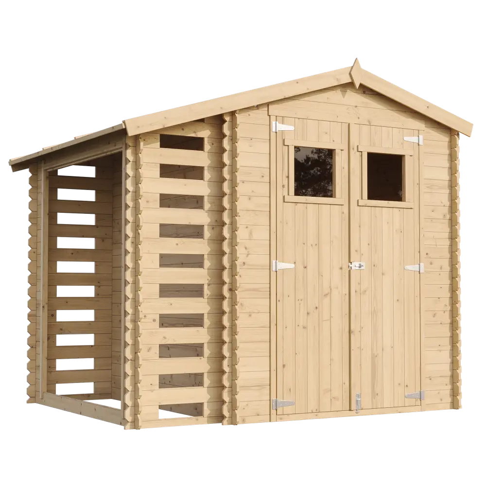 Casetta da Giardino in Legno Senza Pavimento con Legnaia 256 x 200 cm – 5 m²