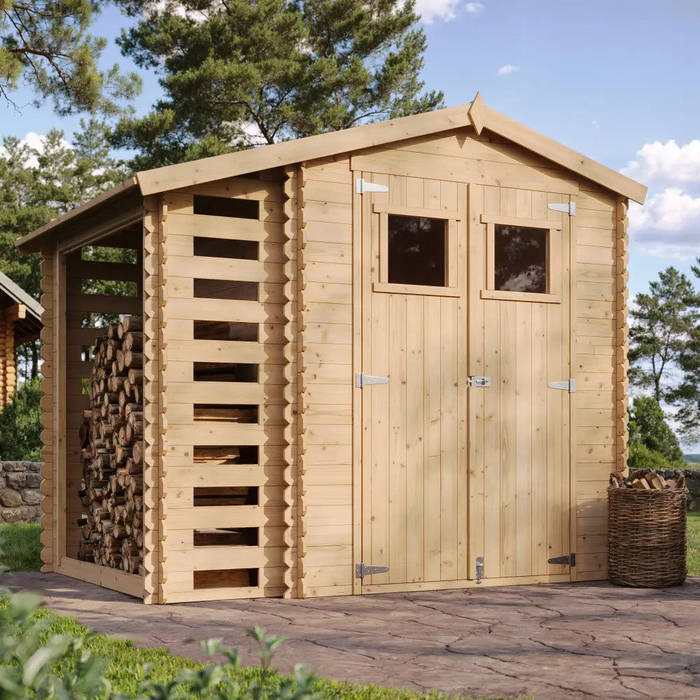 Casetta da Giardino in Legno con Pavimento e Legnaia 256 x 200 cm – 5 m²