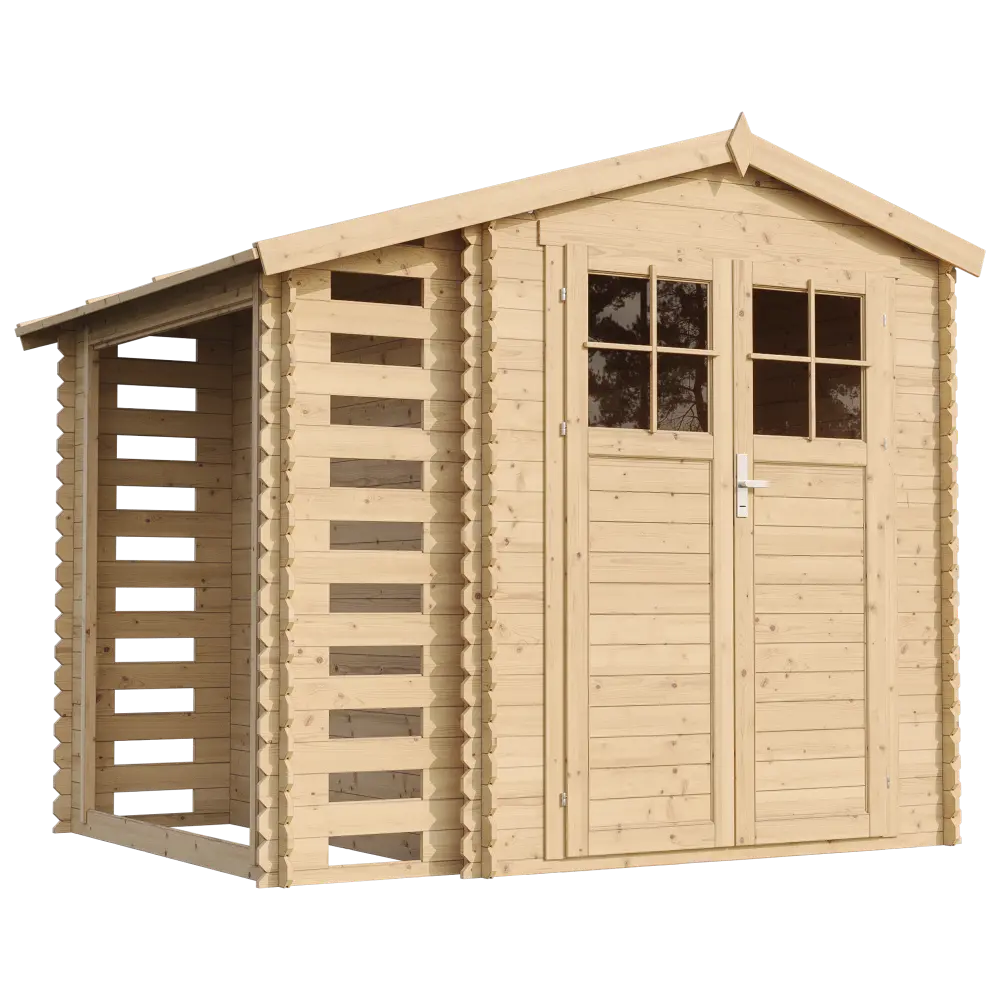 Casetta da Giardino in Legno con Pavimento e Legnaia 256 x 200 cm – 5 m²