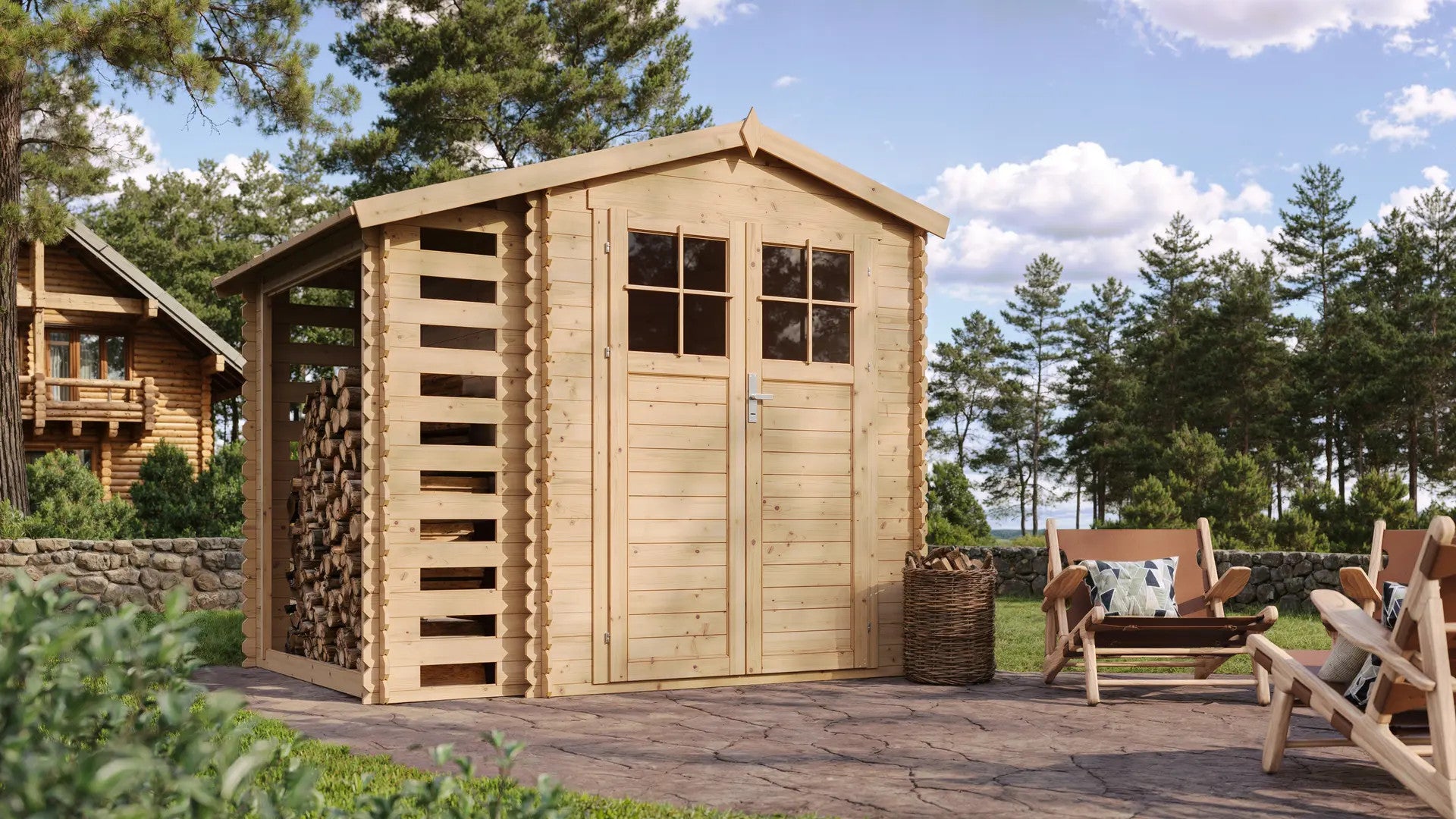 TIMBELA M386F Casetta da giardino in legno CON PAVIMENTO – 256 x 200 cm – 5 m2