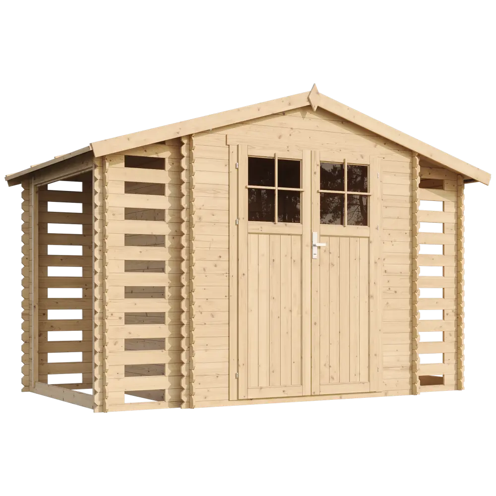 Casetta da Giardino in Legno Senza Pavimento con Due Legnaie 312 x 200 cm – 6 m²