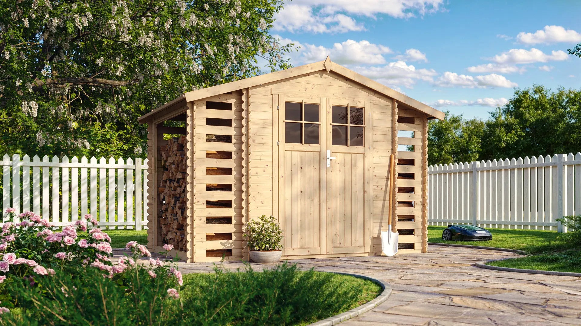 TIMBELA M391F Casetta da giardino in legno CON PAVIMENTO – 312 x 200 cm – 6 m2