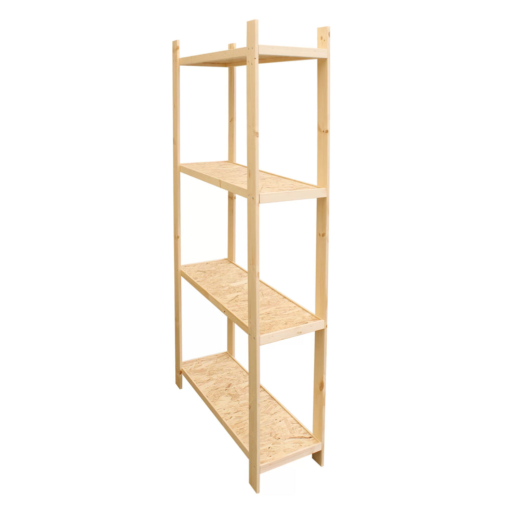 Scaffale in Legno 4 Ripiani 40x90 cm Naturale (2 Pezzi)
