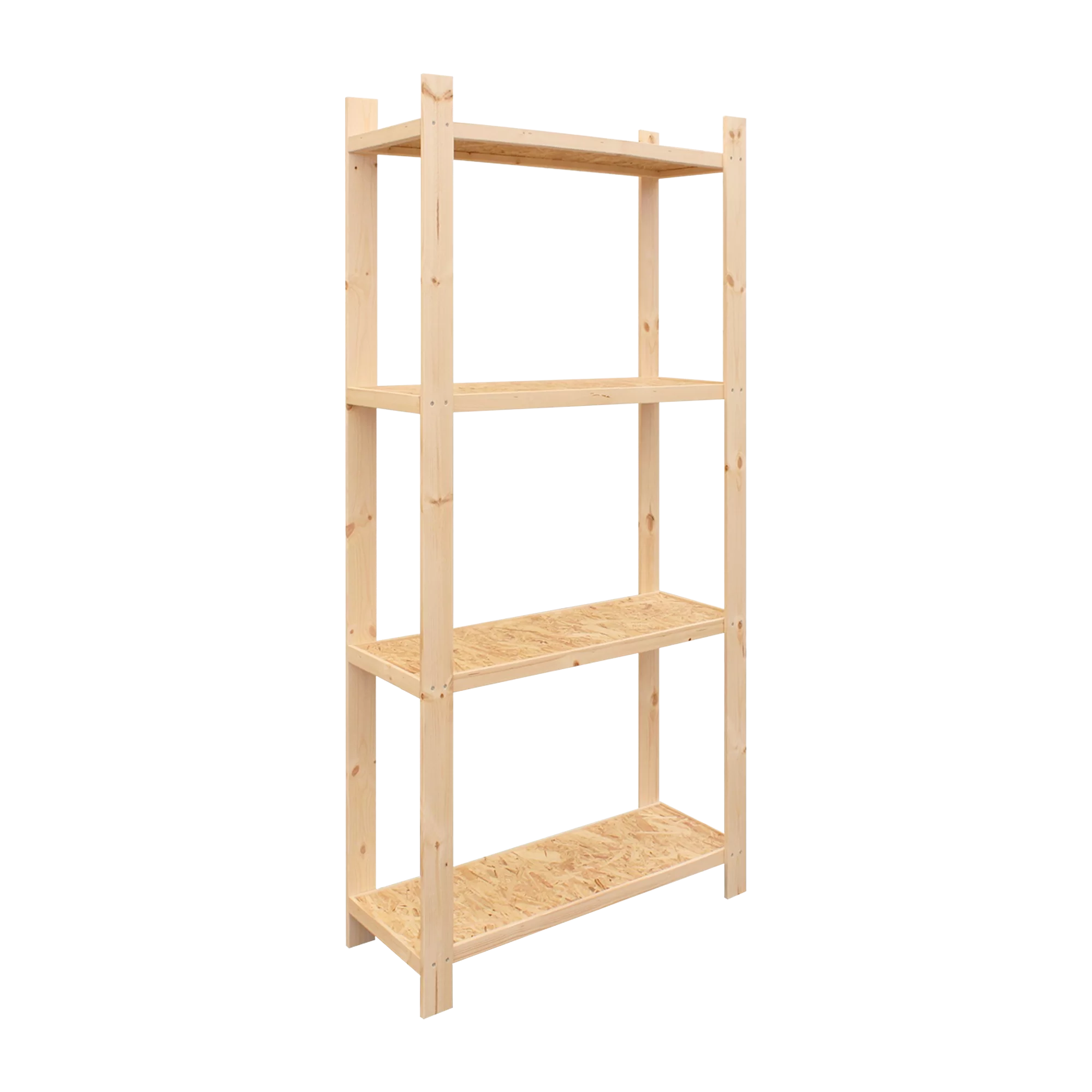 Scaffale in Legno 4 Ripiani 40x90 cm Naturale (2 Pezzi)