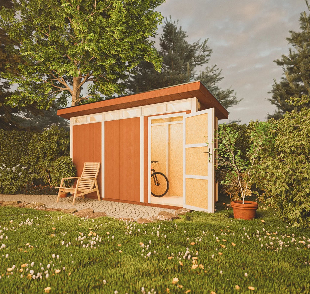 Casetta da Giardino in Legno Slim con Guaina 118x368xH239 cm 4 m²