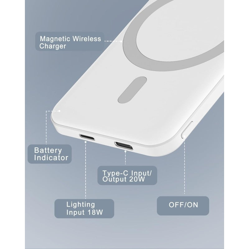 Power Bank MagSafe 5000mAh Bianco