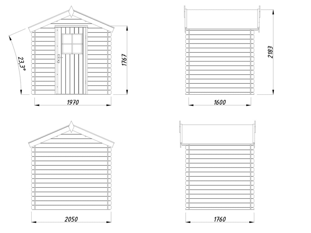 Casetta in Legno 206 x 176 x 218h cm Blockhaus con Vetri