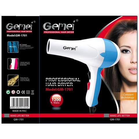 Phon Asciugacapelli Professionale 1200W GM-1701 – Confezione 2 Pezzi (1+1 Omaggio)