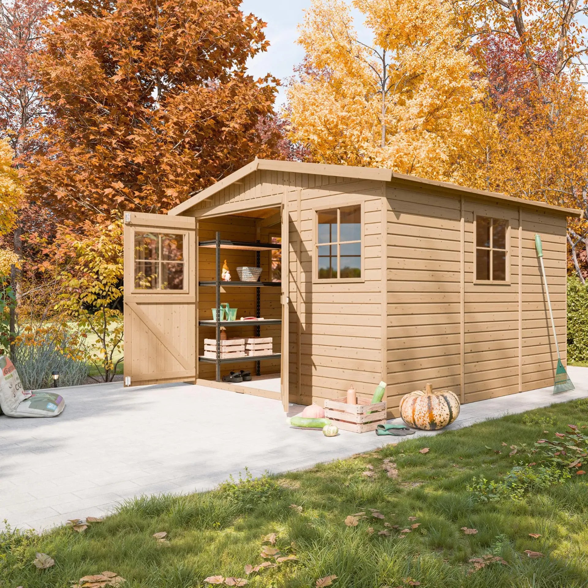 Casetta da giardino in legno CON PAVIMENTO – 303 x 297 cm – 9 m2
