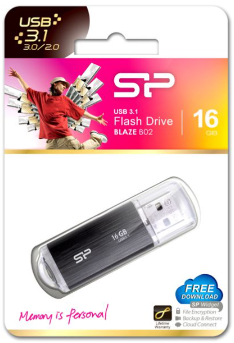 Silicon Power Blaze B02 16GB USB 3.2 Gen 1 Chiavetta USB Nera