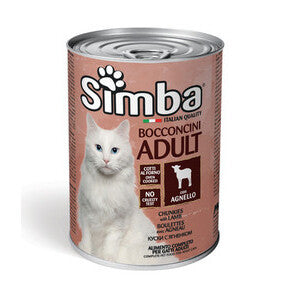 Monge Simba Cibo Umido Gatto Bocconcini in Salsa Agnello Lattina 415 g – Confezione 24 Pezzi