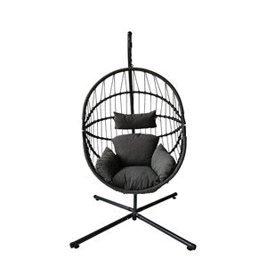 Poltrona Sospesa Acciaio Polyrattan 108x192cm Aura Grigio Antracite