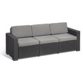 Divano 3 Posti California Grafite con Cuscini 199x68x72 cm