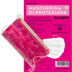 Mascherina Chirurgica Bambina Rosa 10 Pz