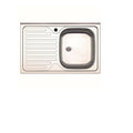 Lavello Appoggio Inox 1 Vasca Dx + Gocciolatoio Sx 80 Cm