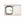 Lavello Appoggio Inox 1 Vasca Sx + Gocciolatoio Dx 80 Cm