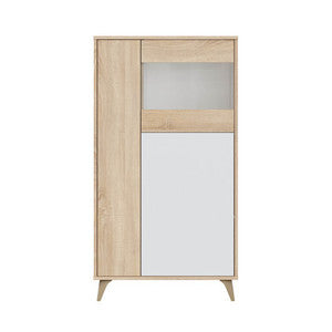Kit Mobile con Vetrina 77x33xH142 cm Rovere Canadian e Bianco Artic