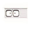 Lavello Appoggio Inox 2 Vasche Sx + Gocciolatoio Dx 120 Cm