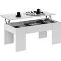 Tavolino da Salotto Elevabile 100x50cm Bianco Artik con Contenitore