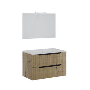 Mobile Bagno Comfort 2 Cassetti Cannettato 80 Rovere Oro