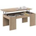 Tavolino da Salotto Elevabile 100x50cm Rovere Canadian con Contenitore
